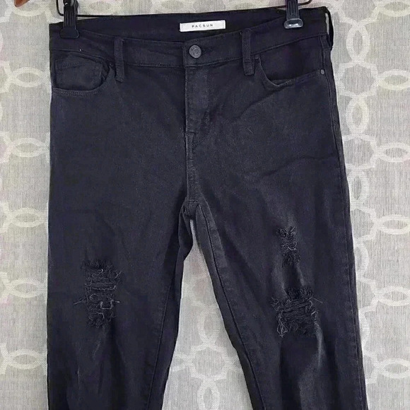 Pacsun Perfect Fit Jegging Black Distressed Women's 25 - Picture 3 of 8